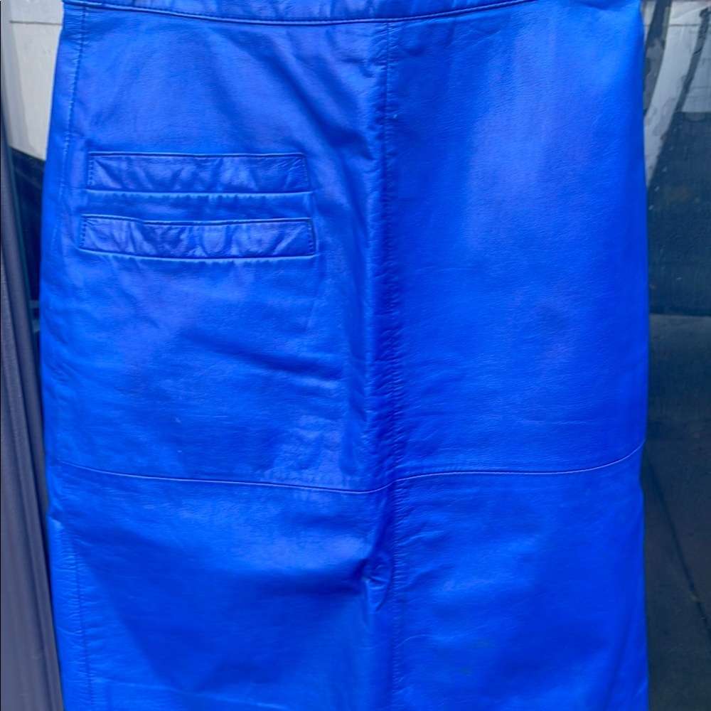 Vibrant Blue Pia Rucci Leather Skirt